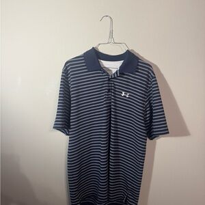 Men's Navy Striped Golf Polo Shirt